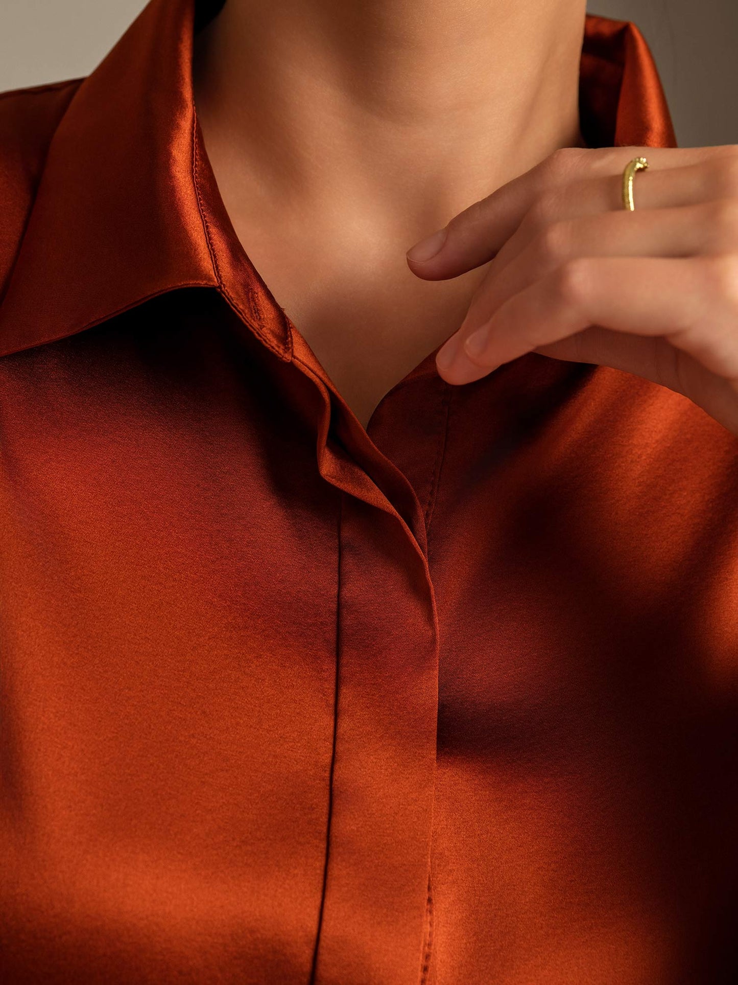 Rosstef 19 Momme Silk Long Sleeve Lapel Collar Kadın Şortu