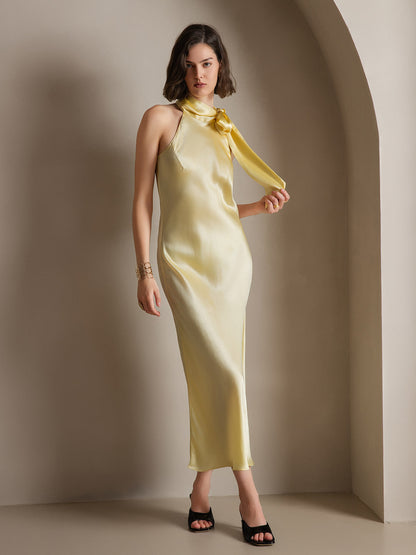 Rosstef 19Momme Silk Sleeveless Tie Neck Midi Dress