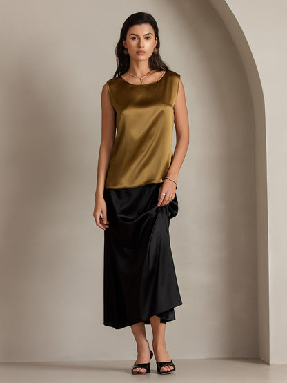Rosstef 19Momme Silk Sleeveless Round Neck Women's Tank Top