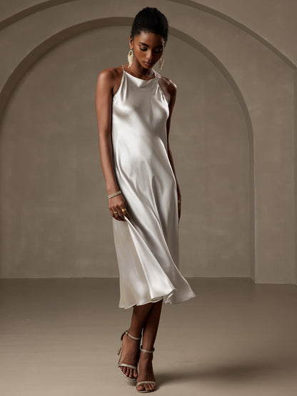 Rosstef 19Momme Silk Spaghetti Straps Maxi GİYİM