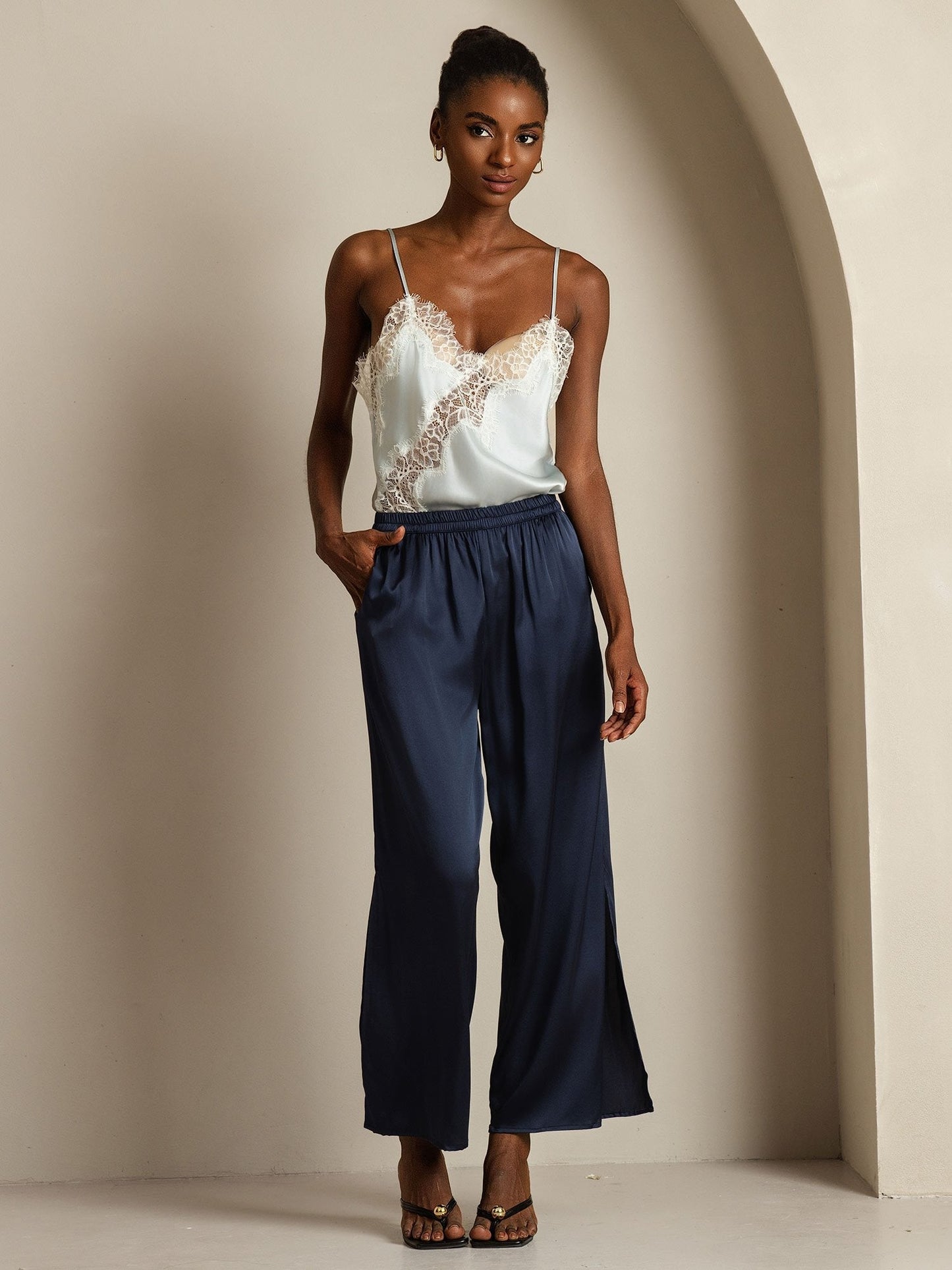Rosstef Mulberry Silk Camisole Top - Asimetrik Kuyruk ve İncik Detaylı