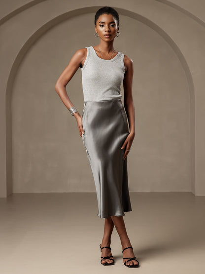 Rosstef 100% Mulberry Silk Stretch Long Straight Skirt