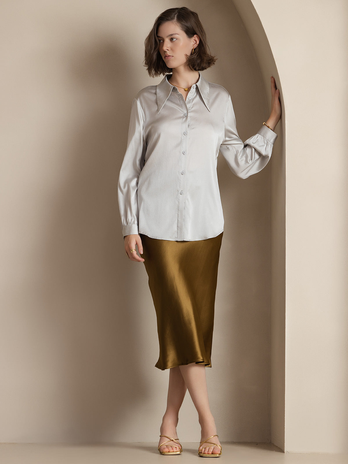 Rosstef 100% Mulberry Silk Stretch Long Straight Skirt