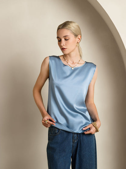 Rosstef 19Momme Silk Sleeveless Round Neck Women's Tank Top