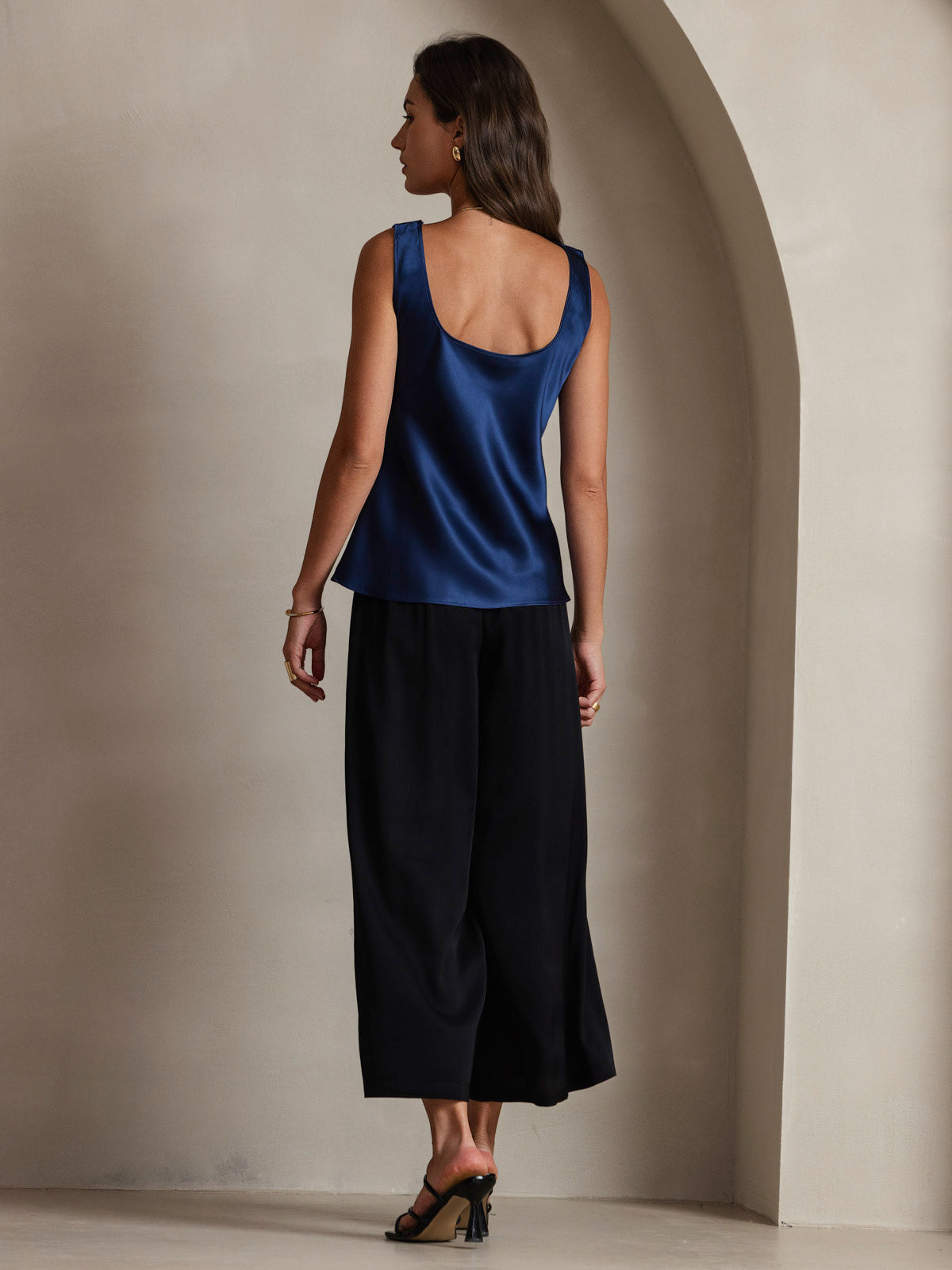 Rosstef 19Momme Silk Sleeveless U Neck Kadın Tank Top