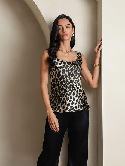 Rosstef Kadın Leopard Print Çıkarlı U-Neck Tank Top