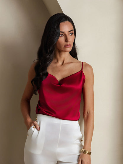 Rosstef 19Momme Silk Cowl Neck Camisole Top