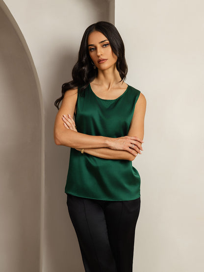 Rosstef 19Momme Silk Sleeveless Round Neck Women's Tank Top