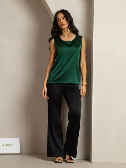 Rosstef 19Momme Silk Sleeveless Round Neck Women's Tank Top