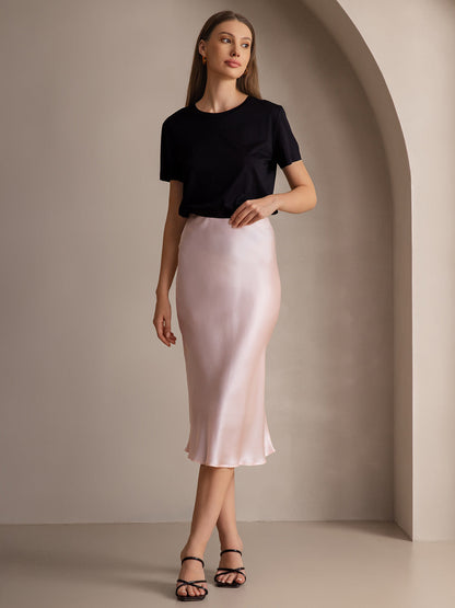 Rosstef 100% Mulberry Silk Stretch Long Straight Skirt
