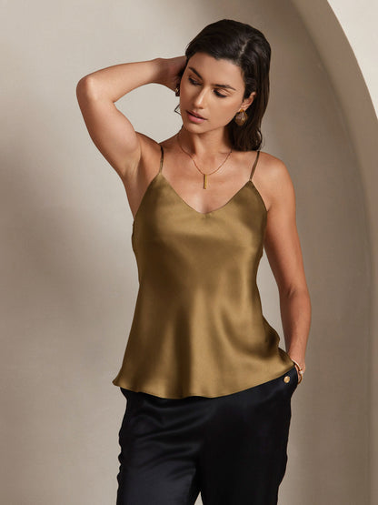 Rosstef 100% Mulberry Silk Spaghetti Strap V Neck Camisole Top