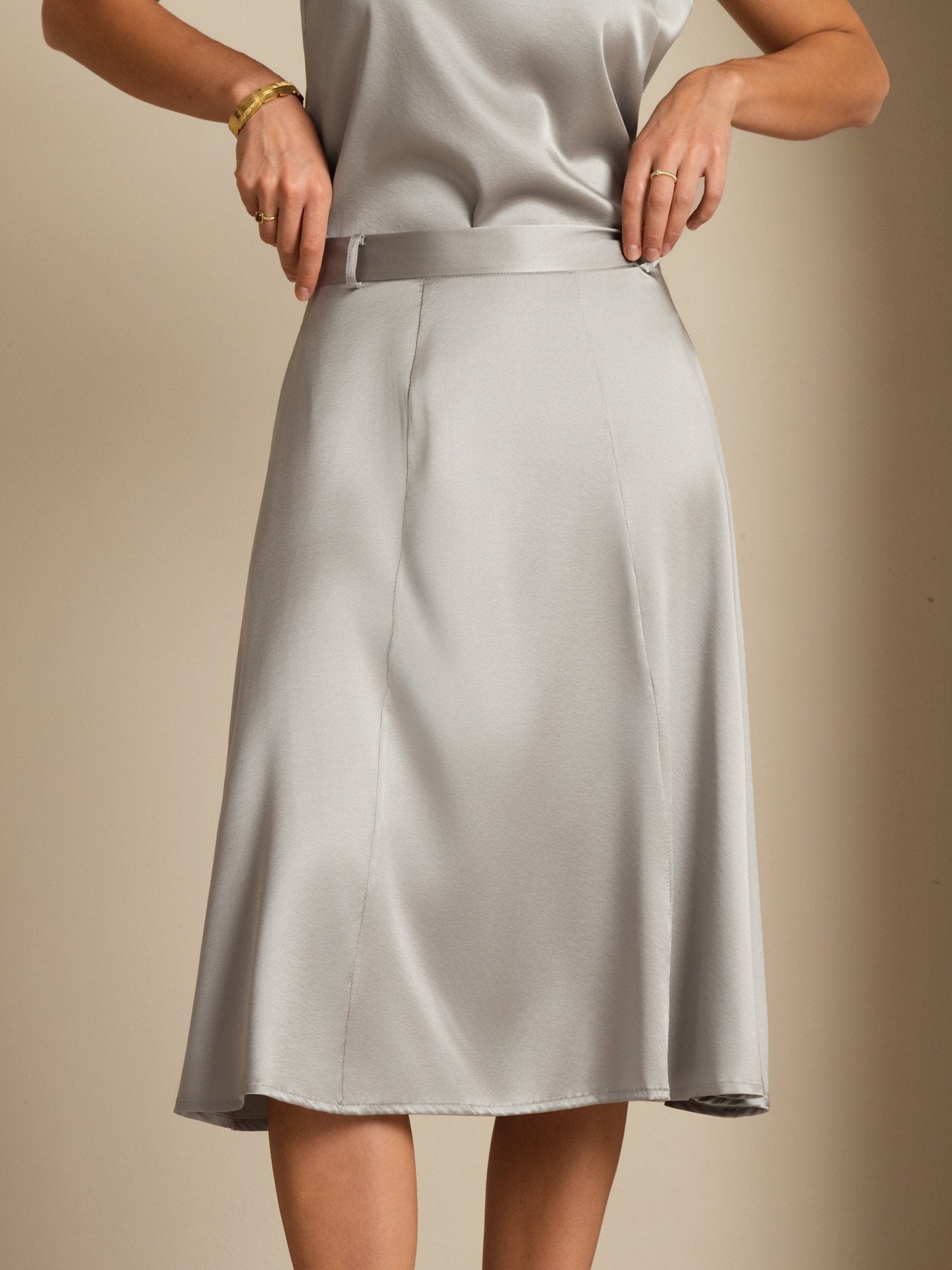Rosstef Silk A-Line Midi Skirt with Pockets