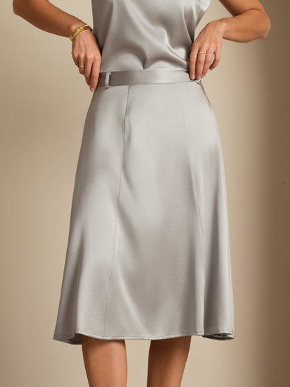 Rosstef Silk A-Line Midi Skirt with Pockets