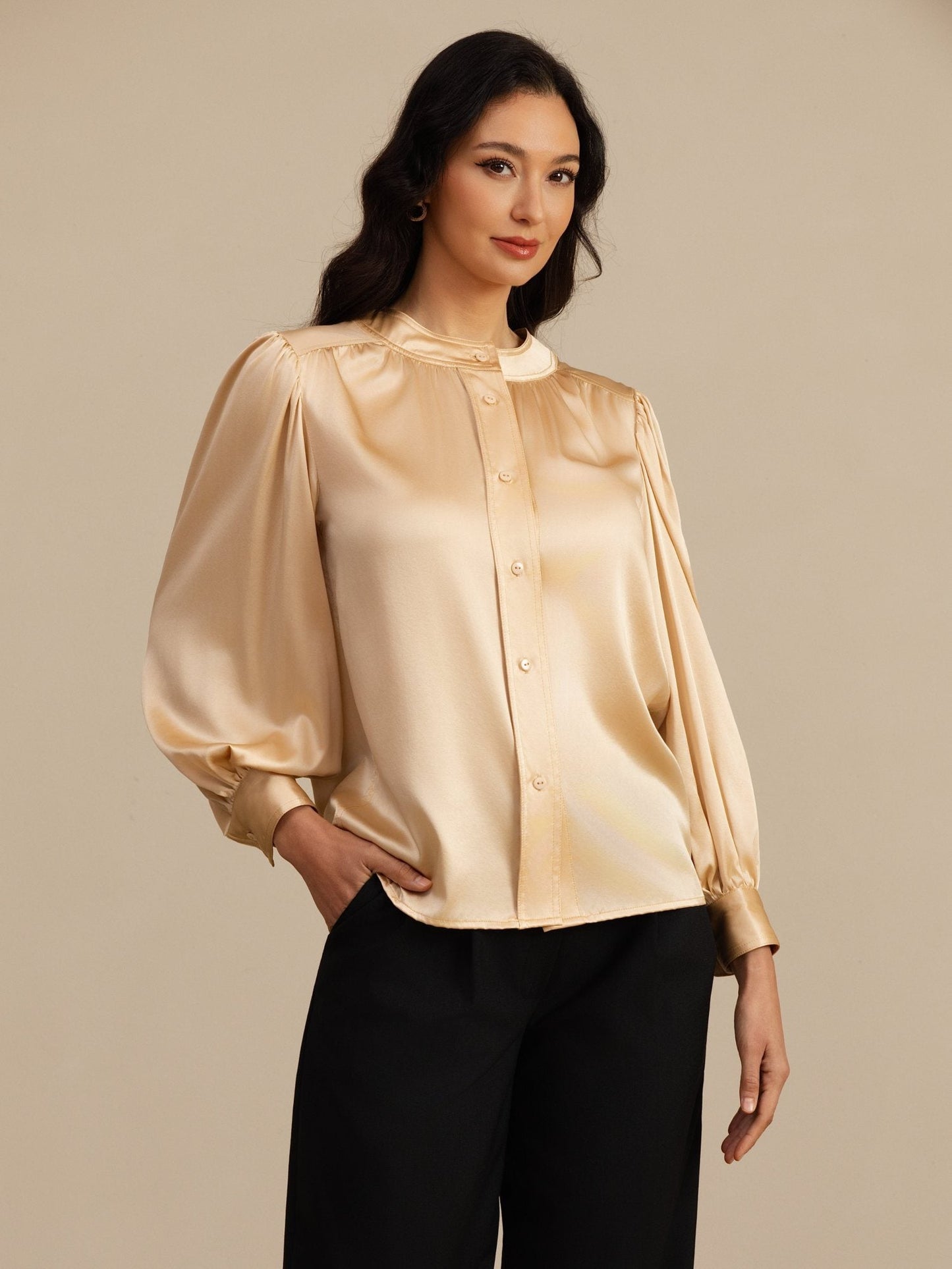Rosstef 19Momme Stretch Silk Charmeuse Blouse