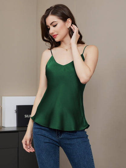 Rosstef 100% Mulberry Silk Spaghetti Strap V Neck Camisole Top