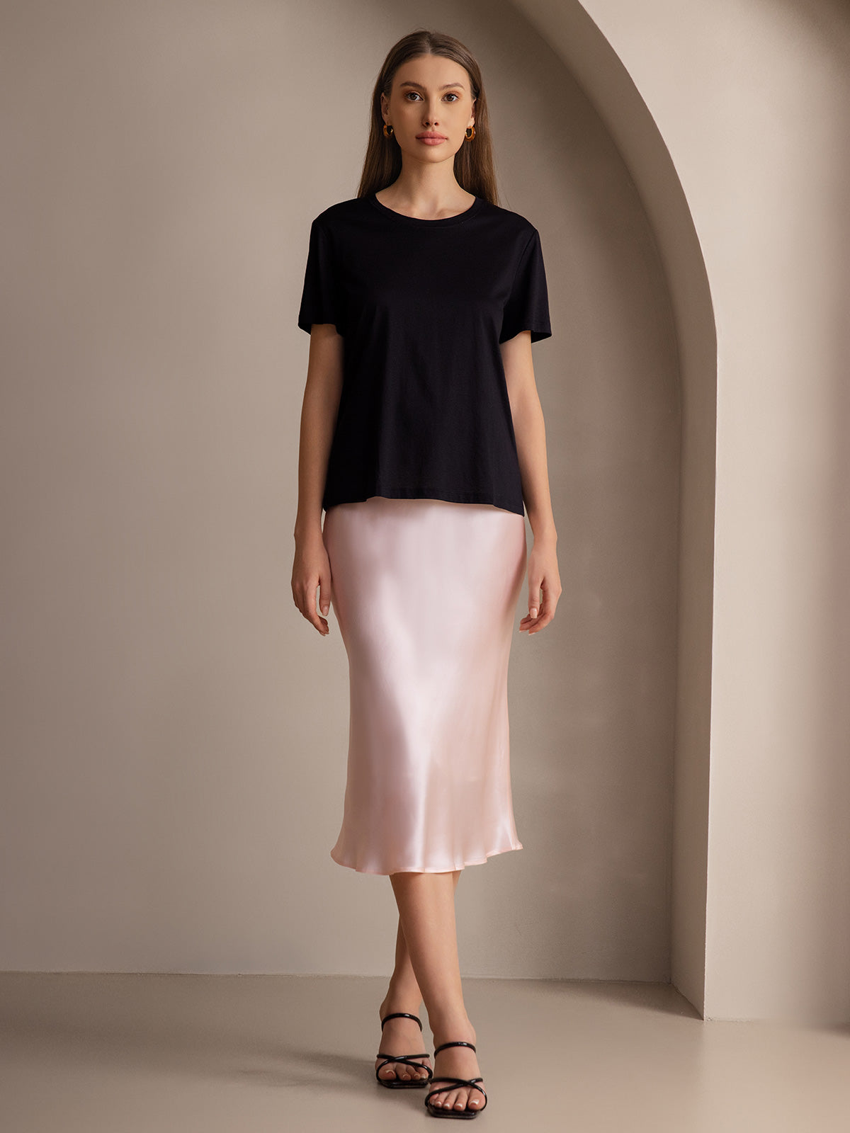 Rosstef 100% Mulberry Silk Stretch Long Straight Skirt