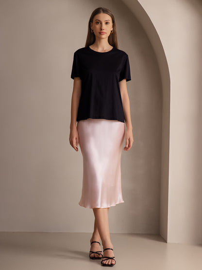 Rosstef 100% Mulberry Silk Stretch Long Straight Skirt