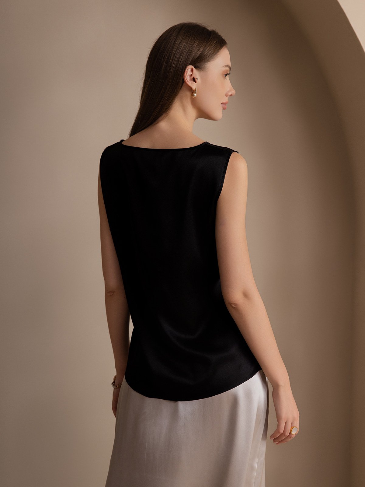 Rosstef 19Momme Silk Sleeveless Round Neck Women's Tank Top