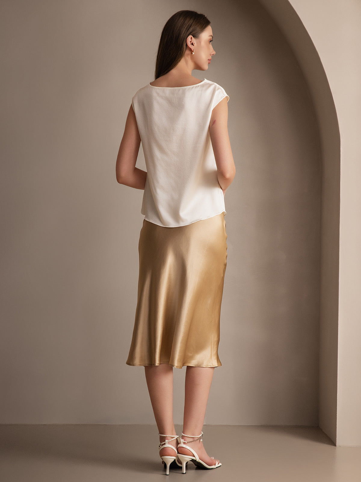 Rosstef 100% Mulberry Silk Stretch Long Straight Skirt