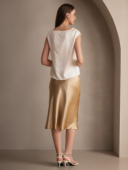 Rosstef 100% Mulberry Silk Stretch Long Straight Skirt