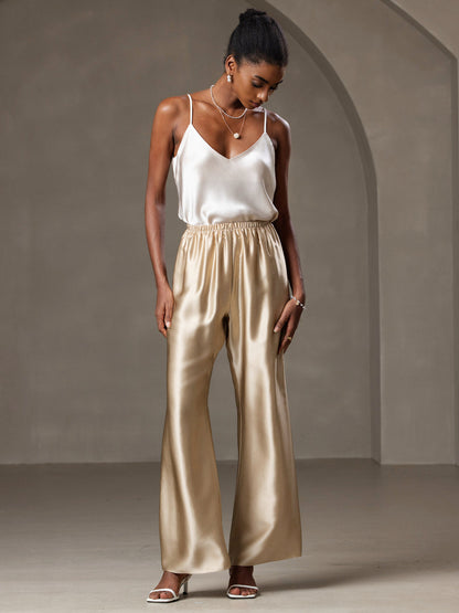 Rosstef 100% Mulberry Silk Spaghetti Strap V Neck Camisole Top