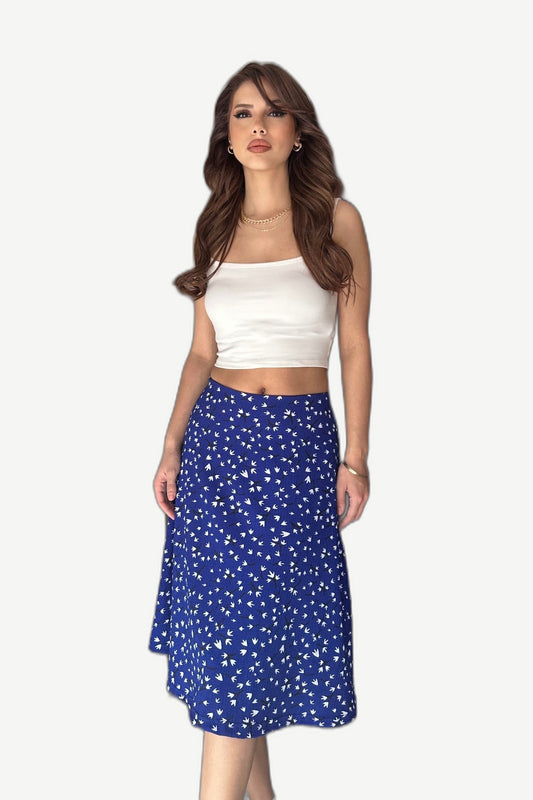 Rosstef Dark Marble Desenli Bürümcük Midi Etek